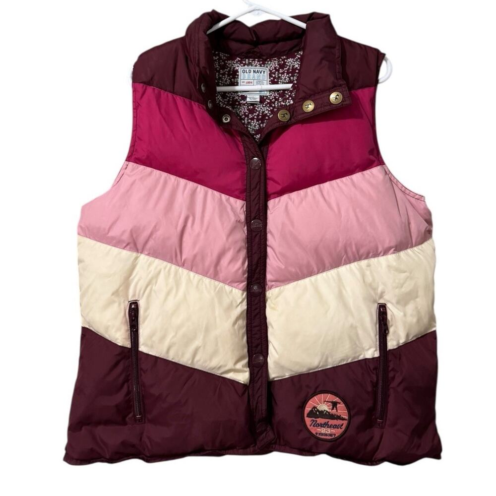 Old Navy Women Puffer Vest Size XL Northeast Vermont Snap Buttons Zip Pockets